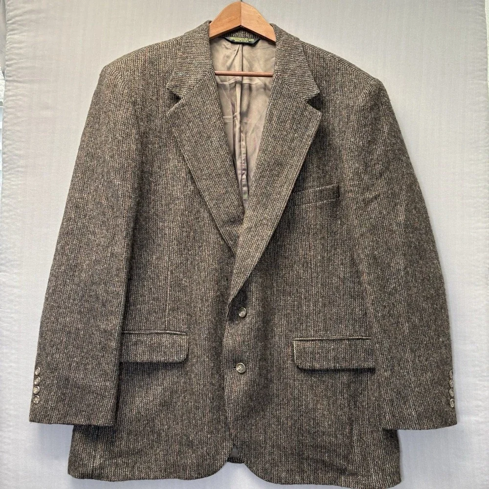 Vintage Brassard Mens 42R Tweed Blazer Brown Wool Sport Coat Dark Academia USA
